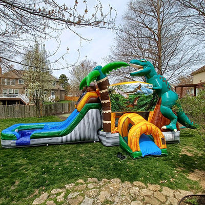 Découvrez le frisson de l'ère des dinosaures avec notre maison gonflable et notre toboggan.