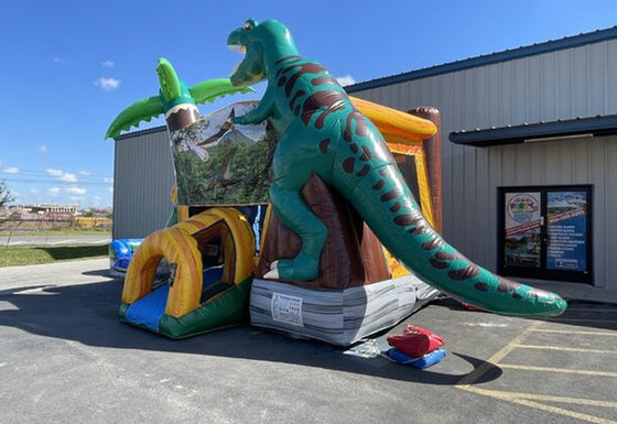 Découvrez le frisson de l'ère des dinosaures avec notre maison gonflable et notre toboggan.