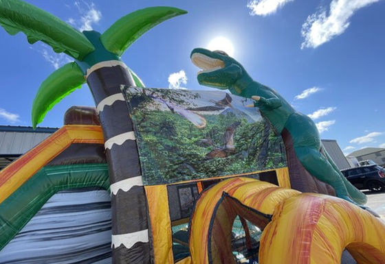 Découvrez le frisson de l'ère des dinosaures avec notre maison gonflable et notre toboggan.