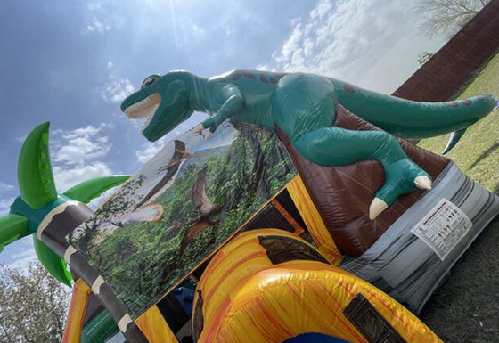 Découvrez le frisson de l'ère des dinosaures avec notre maison gonflable et notre toboggan.