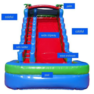 Famille amusante Garantie arrière-cour toboggan gonflable avec piscine et grand toboggan