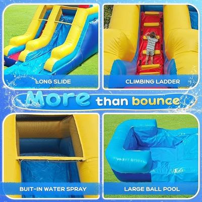 Piscine à eau de style château gonflable gonflable long toboggan pour enfants et adultes