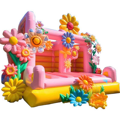 Portable attrayant mariage trampolines gonflables 2024 château avec fleurs décoratives