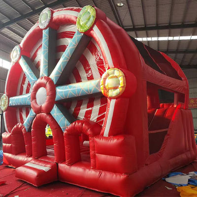 2024 19ft roue de ferris rouge maison de château gonflable combo de glissière pour personnaliser accepté
