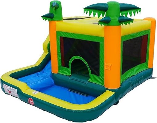 Pvc tropical gonflable maison de rebond d'eau piscine glissade d'eau capacité maximale 100-500kg
