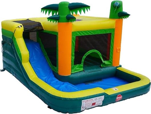 Pvc tropical gonflable maison de rebond d'eau piscine glissade d'eau capacité maximale 100-500kg