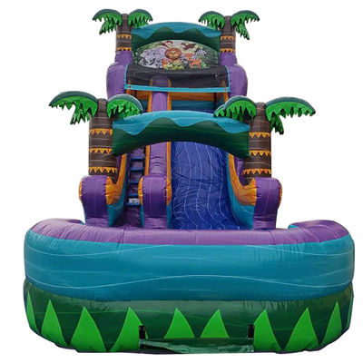Château gonflable de forêt tropicale avec toboggan et piscine