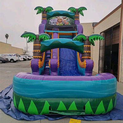 Château gonflable de forêt tropicale avec toboggan et piscine