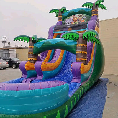 Château gonflable de forêt tropicale avec toboggan et piscine