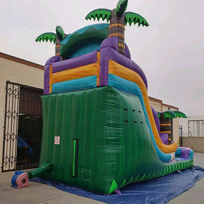 Château gonflable de forêt tropicale avec toboggan et piscine