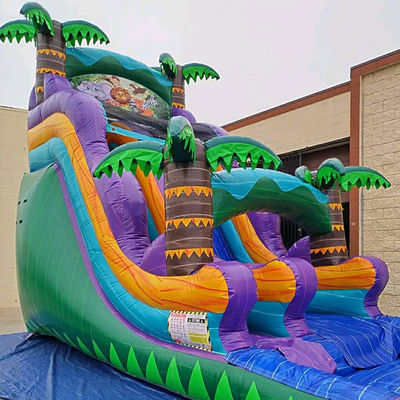 Château gonflable de forêt tropicale avec toboggan et piscine