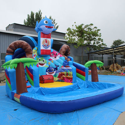Couleur personnalisée Populaire petit requin gonflable toboggan avec piscine