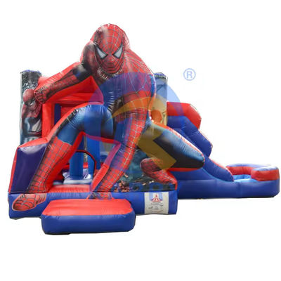 Spiderman Castle Slide Combo avec piscine dans le parc d'attractions gonflable commercial