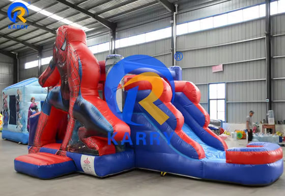 Spiderman Castle Slide Combo avec piscine dans le parc d'attractions gonflable commercial