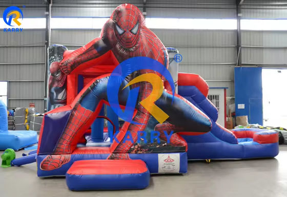 Spiderman Castle Slide Combo avec piscine dans le parc d'attractions gonflable commercial
