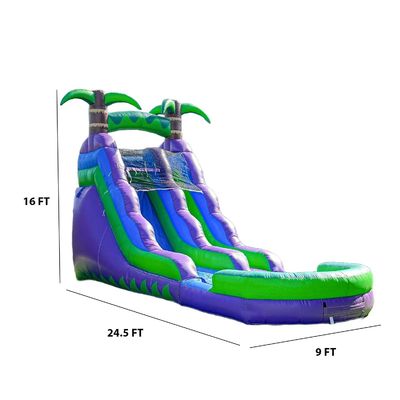 Glissière gonflable de 25 pieds avec piscine et palmier