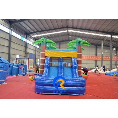 Maison gonflable personnalisée de 8x4m à palmier de noix de coco avec combinaison de toboggan et piscine