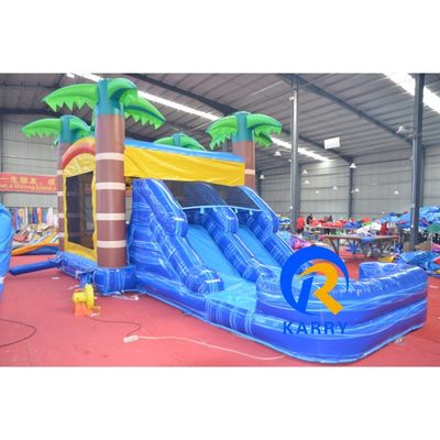 Maison gonflable personnalisée de 8x4m à palmier de noix de coco avec combinaison de toboggan et piscine