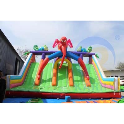 Homme araignée commercial maison de saut obstacle combo château gonflable glissière d'eau