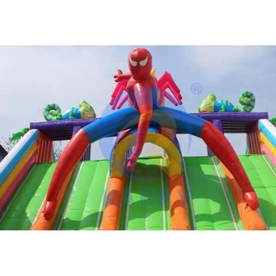 Homme araignée commercial maison de saut obstacle combo château gonflable glissière d'eau