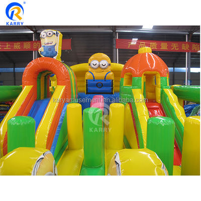 Accessoires de souffleur d'air Minions gonflables Ville amusante Château gonflable pour le temps de jeu des enfants