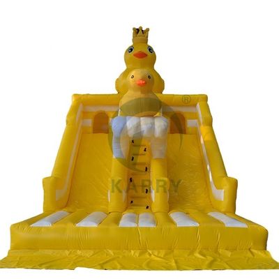 Unisexe Petit canard jaune Thème du château sautant Double toboggan pour le parc pour enfants