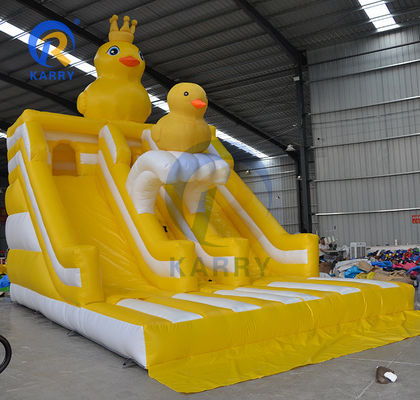 Unisexe Petit canard jaune Thème du château sautant Double toboggan pour le parc pour enfants