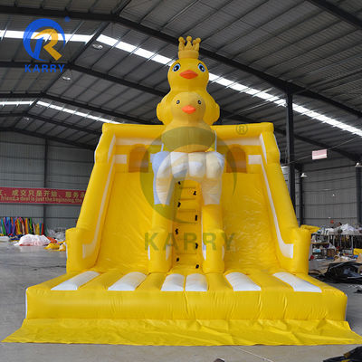 Unisexe Petit canard jaune Thème du château sautant Double toboggan pour le parc pour enfants