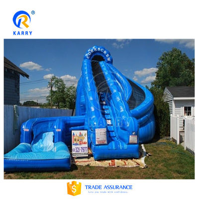 Glissière gonflable en PVC bleu de 18 pieds avec piscine