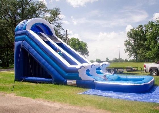 Glissière gonflable en PVC bleu de 18 pieds avec piscine