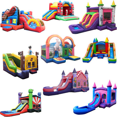 Unisexe Mega rose toboggan gonflable avec piscine et maison à rebond