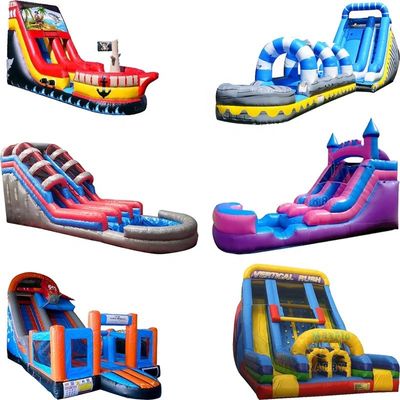 Occasions commerciales PVC Air rempli arrière-cour gonflable toboggan à eau avec piscine
