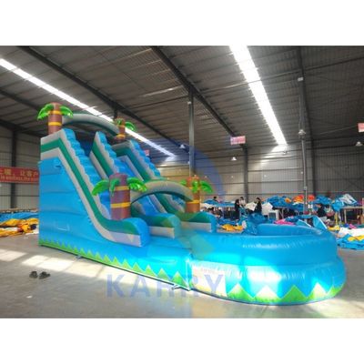 Coffre-fort gonflable pour enfants, toboggan à eau, bleu avec piscine