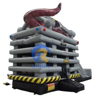 Équipement de parc d'attractions Cage Beast Bouncy Castle maison gonflable avec glissement