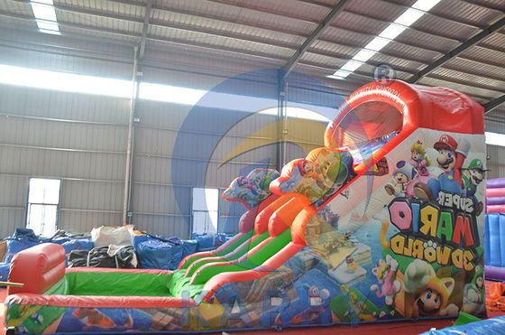Cartoon Mario Double glissière gonflable pour sauter et nager Capacité maximale 100-500 kg
