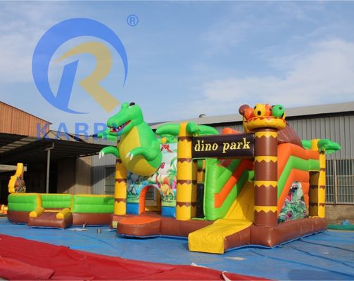 Caractéristiques PORTABLE Fête des enfants sautant château gonflable avec diapositive sur le thème des dinosaures