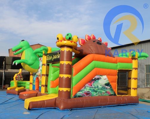 Caractéristiques PORTABLE Fête des enfants sautant château gonflable avec diapositive sur le thème des dinosaures