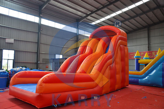 Commercial PVC rouge double voie pour adultes toboggan à eau gonflable toboggan sec pour la location de fête
