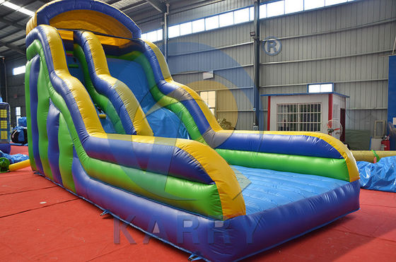 Commercial PVC rouge double voie pour adultes toboggan à eau gonflable toboggan sec pour la location de fête