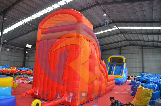 Commercial PVC rouge double voie pour adultes toboggan à eau gonflable toboggan sec pour la location de fête