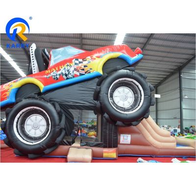 Livraison maritime / aérienne PVC 3D personnalisé Rouge hors route Château de voiture gonflable Maison de gardien pour enfants