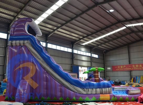 Promotion 2023 glissement de terrain escarpé Magic Palm Tree Slide d'eau violette gonflable avec piscine