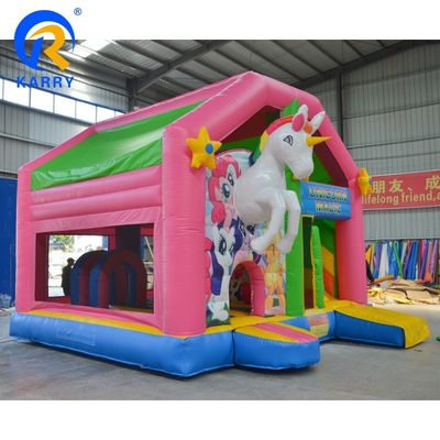 Promotion d'événements commerciaux Unicorn Bouncy Castle avec des kits de glissement et de réparation inclus