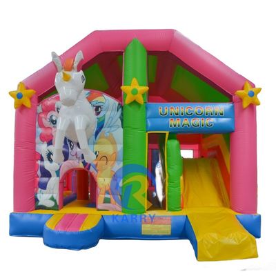 Promotion d'événements commerciaux Unicorn Bouncy Castle avec des kits de glissement et de réparation inclus