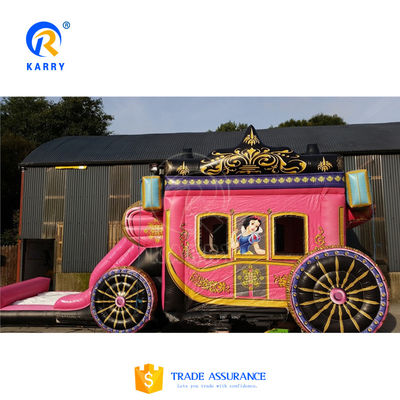 2023 Carrosse rose gonflable de princesse Château gonflable avec diapositives Jouet préféré des enfants