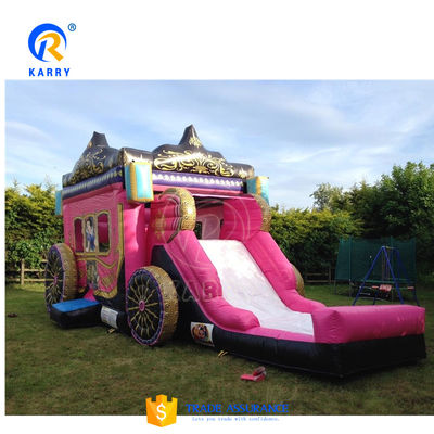 2023 Carrosse rose gonflable de princesse Château gonflable avec diapositives Jouet préféré des enfants