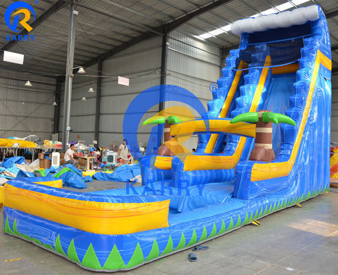 Terrain de jeux extérieur Grand toboggan d'eau de palmier CE souffleur d'air standard inclus