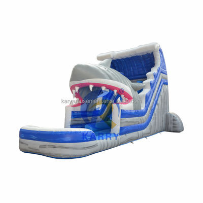 Libérez votre requin intérieur Commercial Blue Water Slide avec requin gonflable et piscine