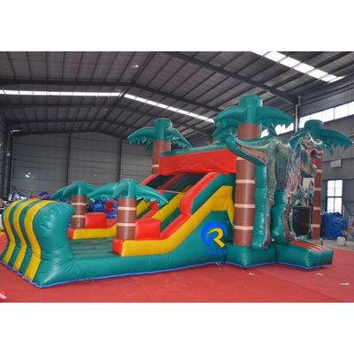 Caractéristiques du terrain de jeux en plein air pour enfants Dinosaure Château gonflable avec glissière humide et sec
