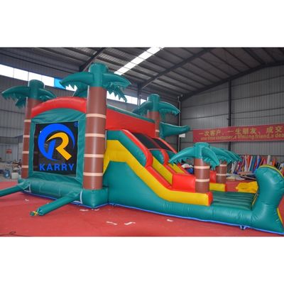 Caractéristiques du terrain de jeux en plein air pour enfants Dinosaure Château gonflable avec glissière humide et sec